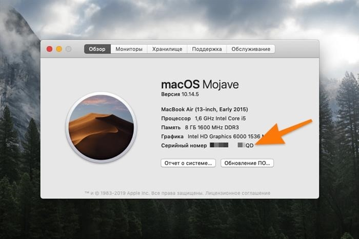 Информация о компьютере под управлением macOS