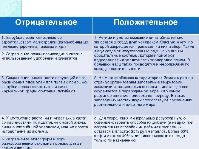 Панель. Положительное и отрицательное воздействие человека на окружающую среду