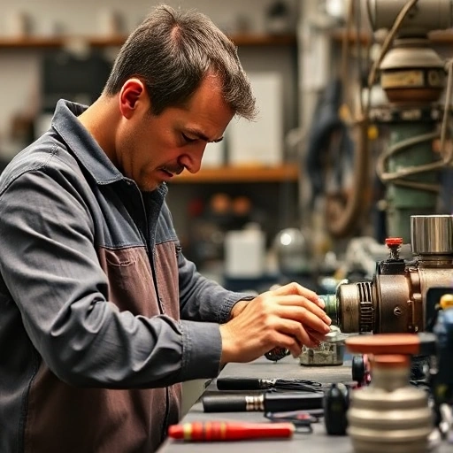 A person actively engaged in hands-on practical work, such as repairing a machine, conducting a lab experiment, or building something with tools, showing focus and skill development through real-world experience, in a realistic and detailed setting