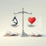 An abstract representation of scientific ethics: a balanced scale with a microscope on one side and a heart on the other, surrounded by subtle symbols of research integrity — open books, DNA helix, and peer-reviewed papers — all rendered in a clean, minimalist, high-quality style with soft gradients and neutral tones