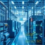 A modern, efficient industrial system with sleek machinery, glowing energy flows, and optimized workflow diagrams, symbolizing high performance and technological advancement in tuvpoliteh systems, clean and professional aesthetic, no text or labels