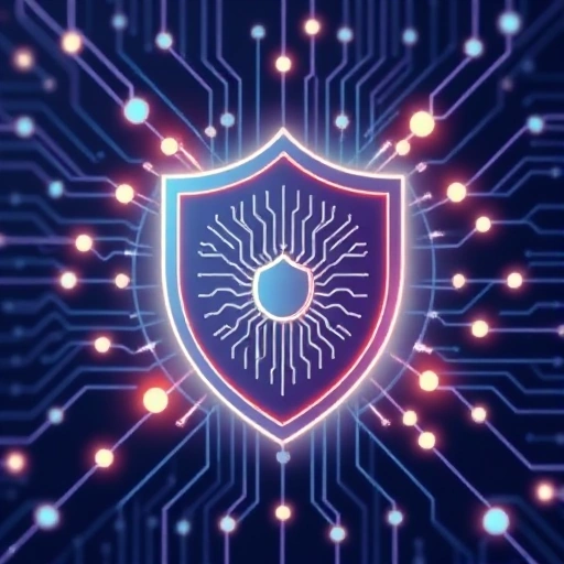 A modern, professional illustration of a secure and reliable technology system, featuring a shield with a circuit pattern inside, surrounded by glowing data streams and network nodes, symbolizing safety and trust in digital infrastructure, clean lines, high detail, corporate tech aesthetic