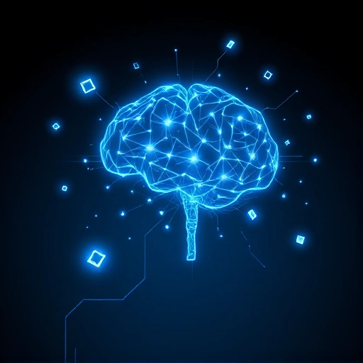 A modern, abstract representation of innovative thinking: glowing neural network patterns forming a human brain silhouette, surrounded by floating geometric shapes symbolizing ideas, in a sleek tech-inspired color palette of electric blue, cyan, and silver on a dark gradient background, subtle circuit-like lines weaving through the composition, minimalist and futuristic, no text, no labels, no digits