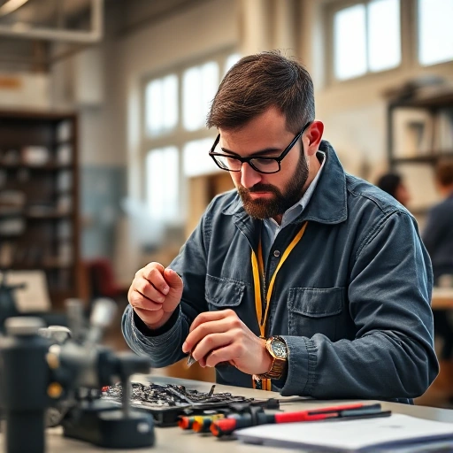 A person applying knowledge from studying tuvpoliteh in daily life, such as using technical skills to fix a device, solve a problem at work, or teach others, showing practical benefits in a realistic, uplifting setting