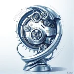 A detailed illustration of engineering artistry: a futuristic mechanical sculpture blending precision gears, flowing metallic curves, and subtle circuit-like patterns, symbolizing the fusion of technical mastery and aesthetic beauty, set against a soft gradient background of cool blues and silvers, evoking innovation and craftsmanship in the spirit of 'TuVPoliteh: инженерное искусство'