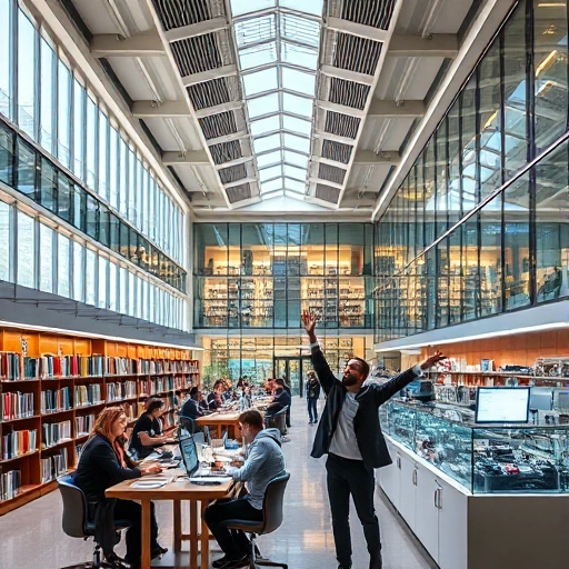 A modern university campus with students studying in a bright library, engineers working on innovative projects in a high-tech lab, and graduates celebrating their success, symbolizing the advantages and benefits of tuvpoliteh education