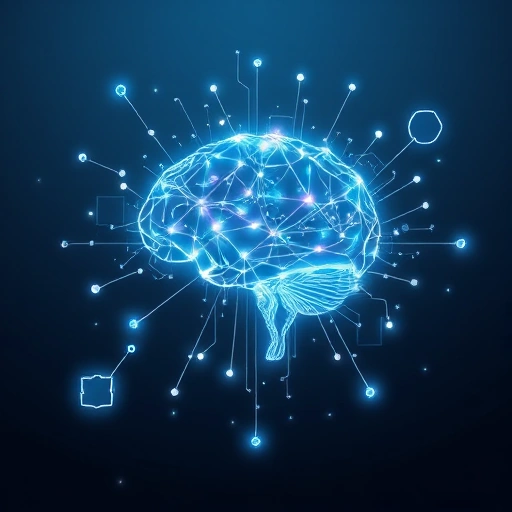 A modern, abstract representation of innovative thinking: glowing neural network patterns forming a human brain silhouette, surrounded by floating geometric shapes, circuit-like lines, and soft light particles, symbolizing creativity and technology fusion, in a sleek, minimalist futuristic setting with cool blue and silver tones
